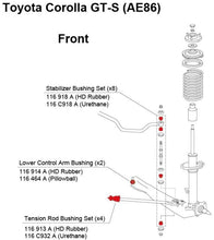 Load image into Gallery viewer, Cusco 83-87 Toyota Corolla (AE86) Front Stabilizer Link Bushings (Rubber) Lower Arm Side - Set of 8
