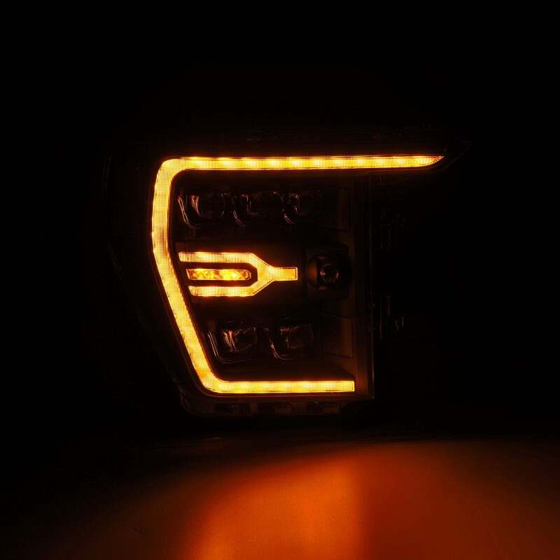 AlphaRex 21-22 Ford F-150 NOVA LED Proj Headlights Plank Style Blk w/Activ Light/Seq Signal - 880137
