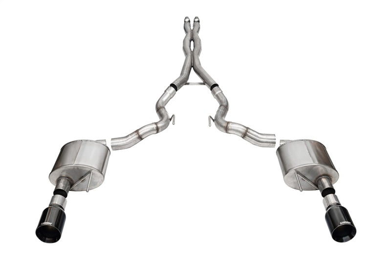 Corsa 24+ Ford Mustang GT Conv Xtreme CatBk Ex.Sys 3.0in Dual Rear Exit w4.5in Black StraightCut Tip - 21271BLK