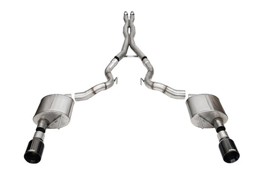 Corsa 24+ Ford Mustang GT Conv Xtreme CatBk Ex.Sys 3.0in Dual Rear Exit w4.5in Black StraightCut Tip - 21271BLK