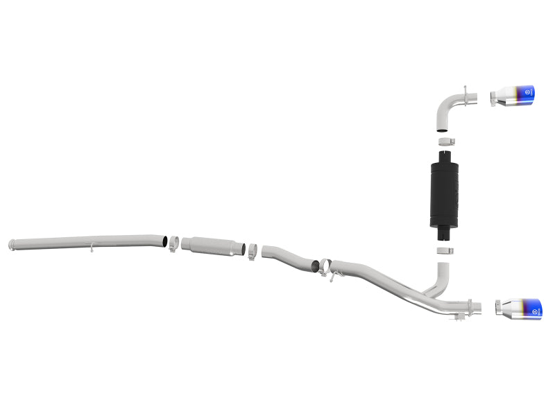 aFe Takeda 3in 304 SS Cat-Back Exhaust System w/ Blue Flame Tip 16-18 Ford Focus RS I4-2.3L (t) - 49-33103-L