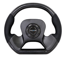 Load image into Gallery viewer, NRG Carbon Fiber Steering Wheel (320mm) CF Center Plate &amp; Two-Tone Carbon w/Leather Trim Handles - ST-X10CF