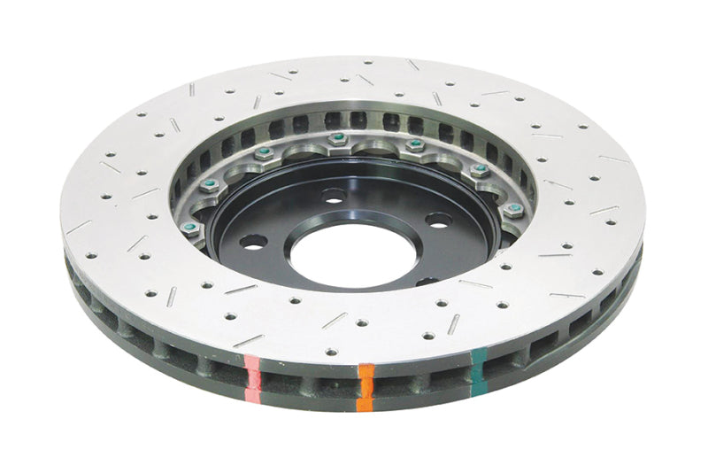 DBA 05-10 Ford Mustang GT / 11-13 V6 Front Drilled & Slotted 5000 Series 2 Piece Rotor w/ Black Hat - DBA52113BLKXS