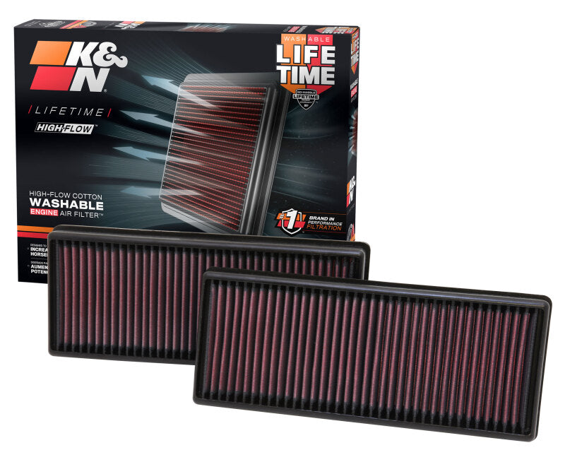 K&N Replacement Air Filter 12.563in O/S Length x 5.25in O/S Width x 1.625in H (Inc 2 Filters) - 33-2474