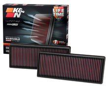Load image into Gallery viewer, K&amp;N Replacement Air Filter 12.563in O/S Length x 5.25in O/S Width x 1.625in H (Inc 2 Filters) - 33-2474