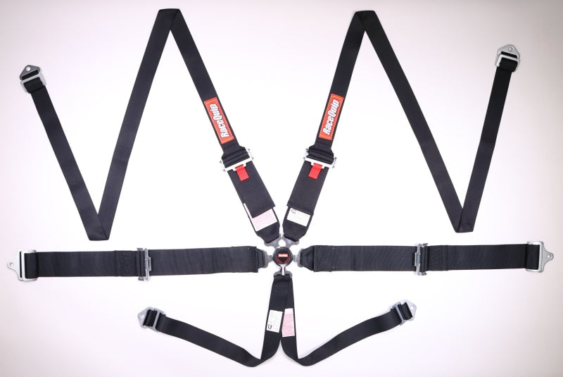 RaceQuip Black SFI CAMLOCK 6pt PU Lap HNR Seat Belt - 747007