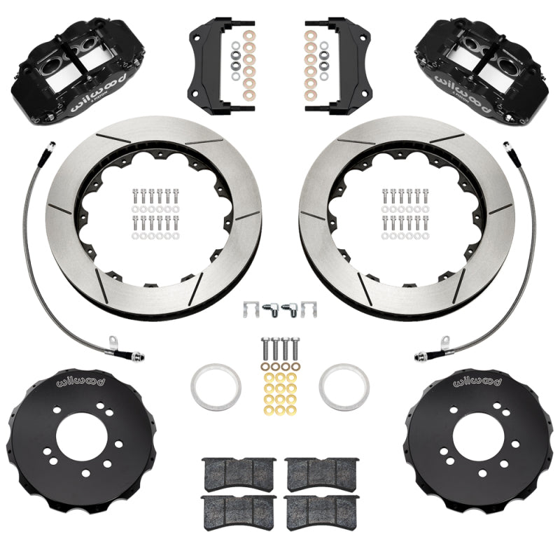 Wilwood 95-98 Nissan Skyline Superlite 6R Front BBK w/ 12.88in Slotted Rotors & Flexlines - Black - 140-18252