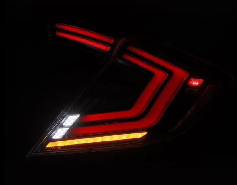 AlphaRex 16-21 Honda Civic Hatchback / Type-R FK8 Nova-Series LED Tail Lights (Pair) - Black - 676020