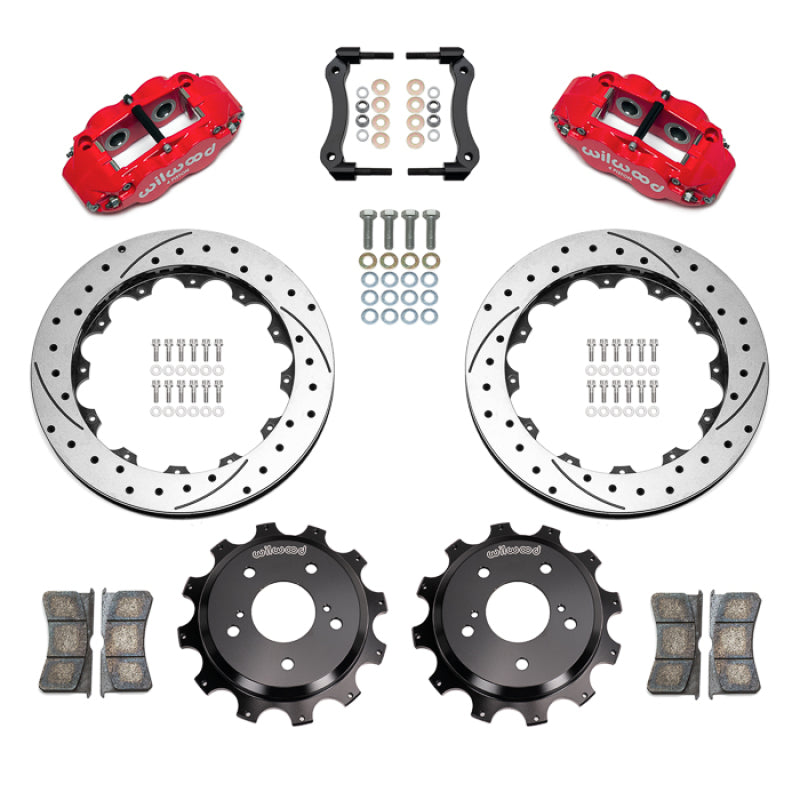 Wilwood 89-02 Nissan Skyline Superlite 4R Rear BBK w/ 13.50in Diameter D/S Rotor - Red - 140-18274-DR