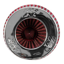 Load image into Gallery viewer, K&amp;N Universal Air Filter Chrome Round Tapered Red - 4in Flange ID x 1.125in Flange Length x 9.5in H - RG-1002RD
