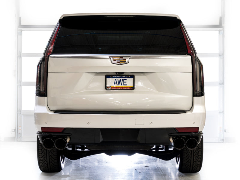AWE Tuning 2021+ Cadillac Escalade 6.2L 0FG Dual Exit Exhaust System w/ 5in Diamond Blk Tips - 3015-43321