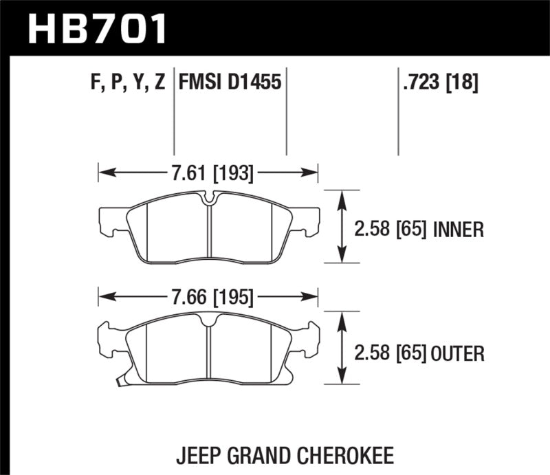 Hawk 11-12 Dodge Durango / 11-12 Jeep Grand Cherokee LTS Front Street Brake Pads - HB701Y.723