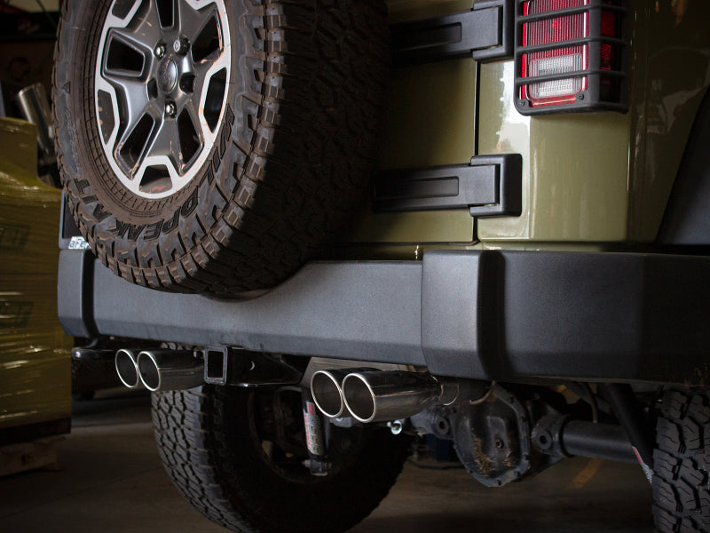 aFe Vulcan Series 2.5in 304SS Cat-Back Exhaust 07-18 Jeep Wrangler (JK) V6-3.6/3.8L w/ Polished Tips - 49-38087-P
