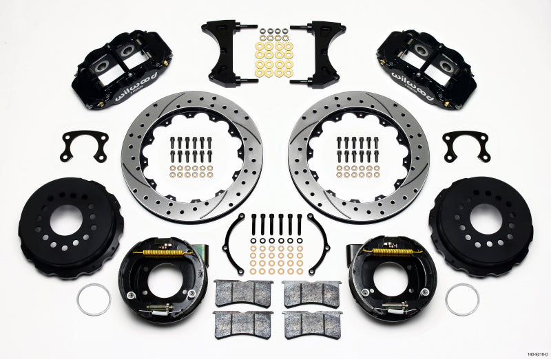 Wilwood Narrow Superlite 4R Rear P-Brk Kit 12.88in Drilled Small Ford 2.66in Offset - 140-9216-D