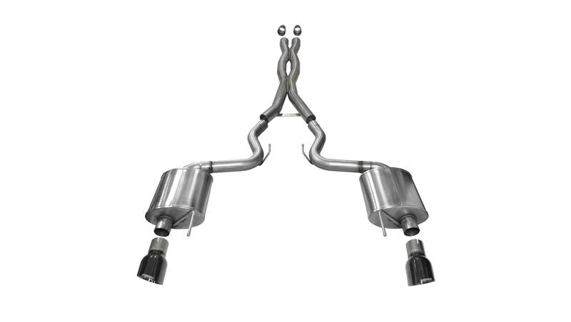 Corsa 2015-2017 Ford Mustang GT 5.0 3in Cat Back Exhaust Black Dual Tips (Sport) - 14332BLK