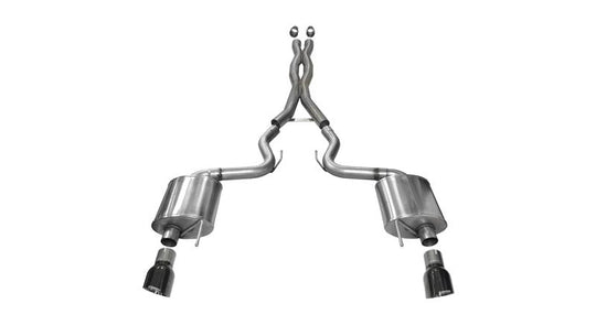 Corsa 2015-2017 Ford Mustang GT 5.0 3in Cat Back Exhaust Black Dual Tips (Sport) - 14332BLK