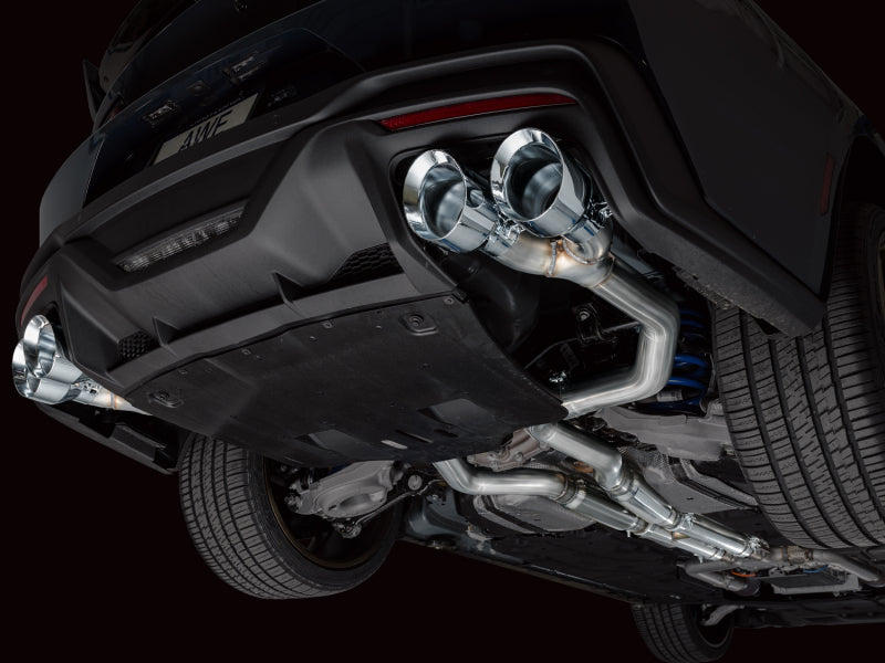 AWE 2024 Ford Mustang Dark Horse S650 RWD Track Edition Cat-Back Exhaust w/ Quad Chrome Silver Tips - 3020-42375
