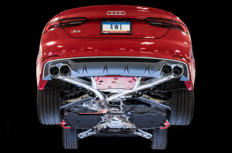 AWE Tuning Audi B9 S5 Coupe 3.0T Track Edition Exhaust - Chrome Silver Tips (102mm) - 3010-42064