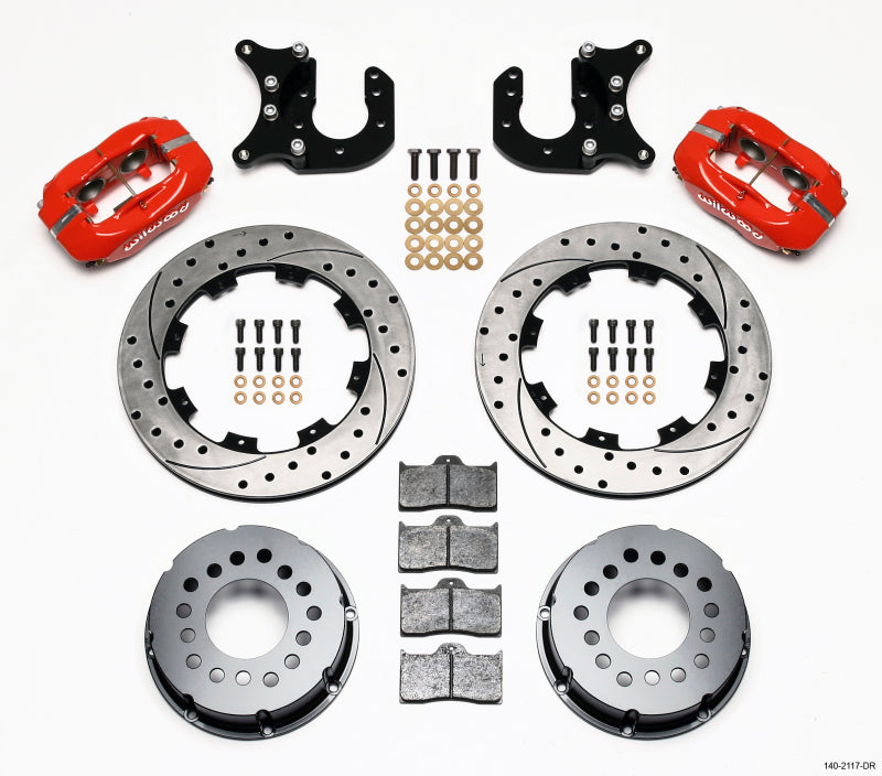 Wilwood Forged Dynalite P/S Rear Kit Drilled Red Mopar-Dana 2.36in Offset - 140-2117-DR