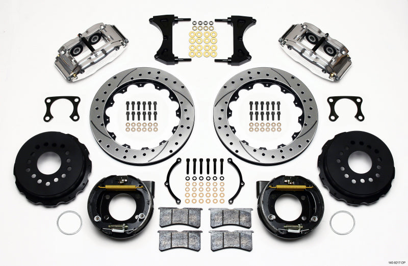 Wilwood Narrow Superlite 4R Rear P-Brk Kit 12.88in Drill Polish Big Ford Old Style 2.36in Offset - 140-9217-DP