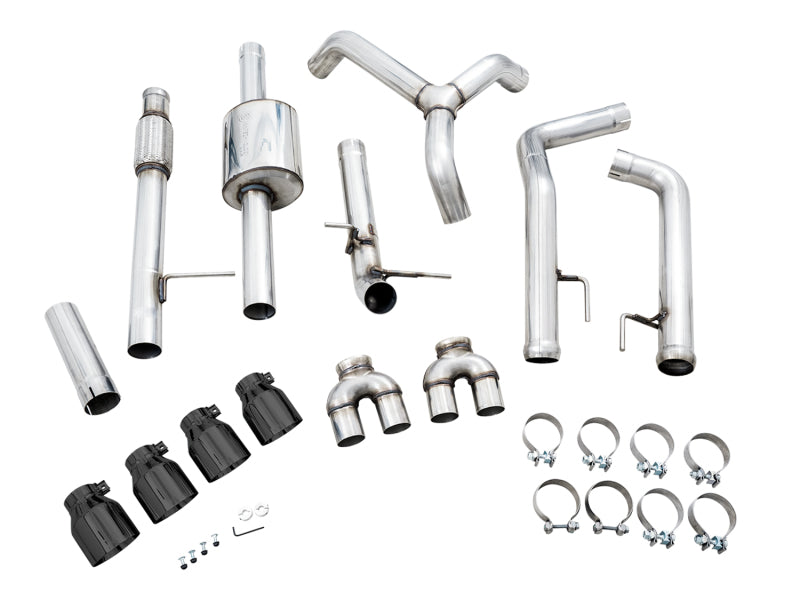 AWE Tuning 4th Gen GM 1500 5.3L 0FG Cat-Back Split Rear Exit (w/ Bumper Cutouts) - Quad Diamond Tips - 3015-43202
