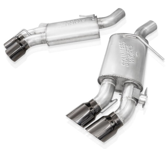 Stainless Works 16-21 Camaro SS 3in Legend Factory Connect Axle Back w/Valve - 4in Quad Black Tips - CA16RVMKFLBC
