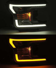 Load image into Gallery viewer, AlphaRex 18-20 Ford F-150 LUXX LED Proj Headlights Plank Style Jet Blk w/Activ Light/Seq Signal/DRL - 880174