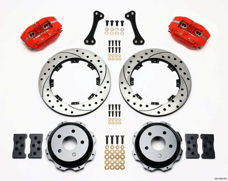 Wilwood Dynapro Rear Kit 12.19in Drilled Red Subaru Impreza WRX - 140-7006-DR
