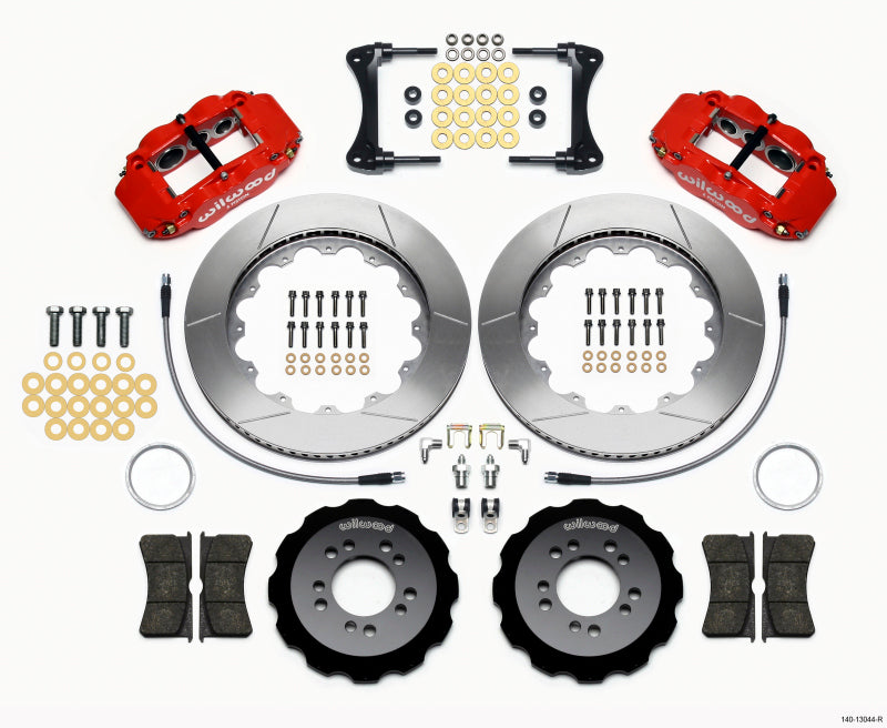 Wilwood Narrow Superlite 6R Front Hat Kit 14.00in Red 2008-up Hyundai Genesis Coupe w/Lines - 140-13044-R