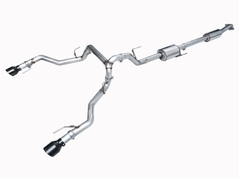 AWE Tuning 2021+ Ford F-150 Tremor (w/ Bumper Cutouts) 0FG Resonated Cat-Back - Diamond Black Tips - 3015-33402