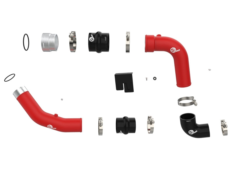 aFe 23-24 Ford Diesel Trucks V8-6.7L (td) BladeRunner Aluminum Hot and Cold Charge Pipe Kit - Red - 46-20734-R