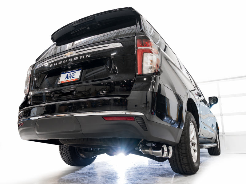 AWE Tuning 2021+ GMC Tahoe/Yukon 5.3L 0FG Side Exit Catback Exhaust - Chrome Silver Tips - 3015-32007