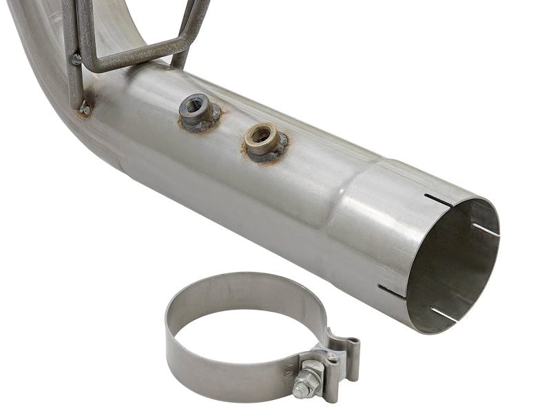 aFe ATLAS 4in DPF-Back Alum Steel Exhaust System w/Dual Exit Polished Tip 2017 GM Duramax 6.6L (td) - 49-04086-P