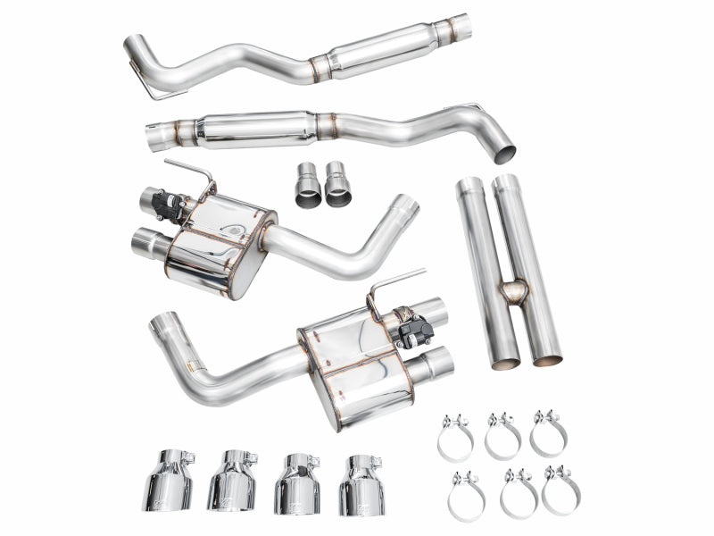 AWE 2024 Ford Mustang GT Fastback S650 RWD SwitchPath Cat-Back Exhaust w/ Quad Chrome Silver Tips - 3025-42650