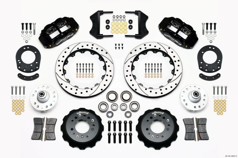 Wilwood Narrow Superlite 6R Front Hub Kit 12.88in Drilled 1965-1969 Mustang Drum Spindle - 140-12637-D