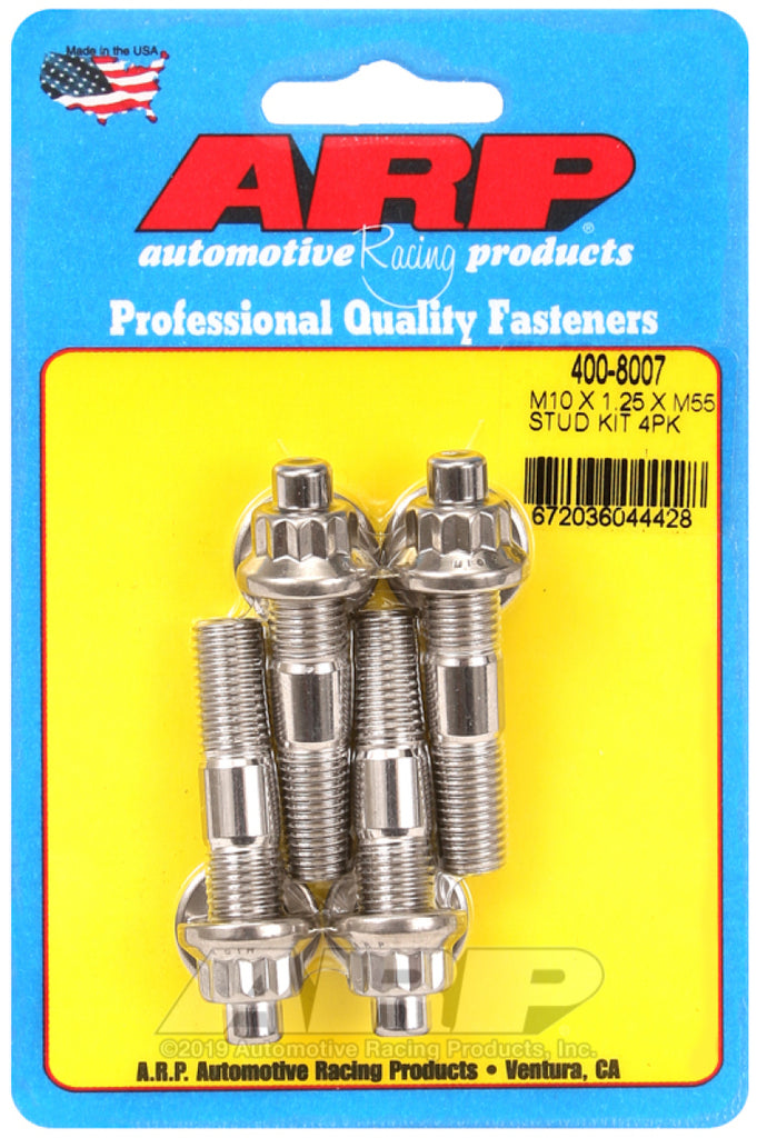 ARP M10 x 1.25 x 55mm Broached 4 Piece Stud Kit - 400-8007