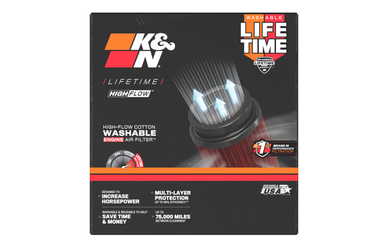 K&N Universal Chrome Filter 6in Flange ID x 7.5in Base OD x 5in Top OD x 6in H - RC-4381