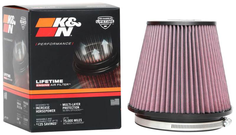 K&N Universal Clamp-On Air Filter 6in FLG / 7-1/2in B / 5in T / 6-1/2in H - RU-1042