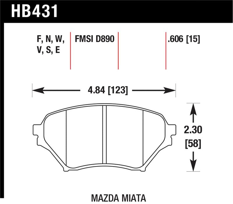 Hawk 01-05 Miata w/ Sport Suspension DTC-30 Race Front Brake Pads - HB431W.606