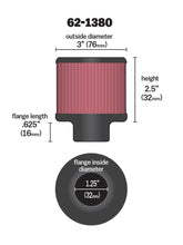 Load image into Gallery viewer, K&amp;N 1.25in Flange ID x 3in OD x 2.5 inch H Rubber Base Crankcase Vent Filter - 62-1380