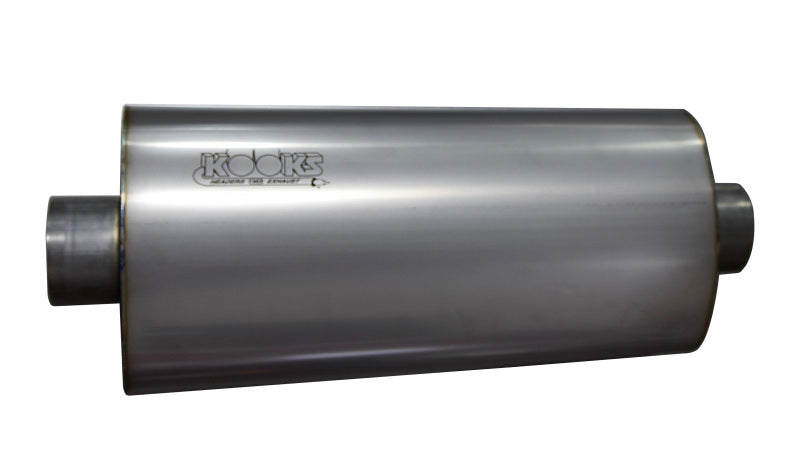 Kooks 3in Oval Center/Center Muffler 18in Long Body Polished Stainless Steel - MUF-019