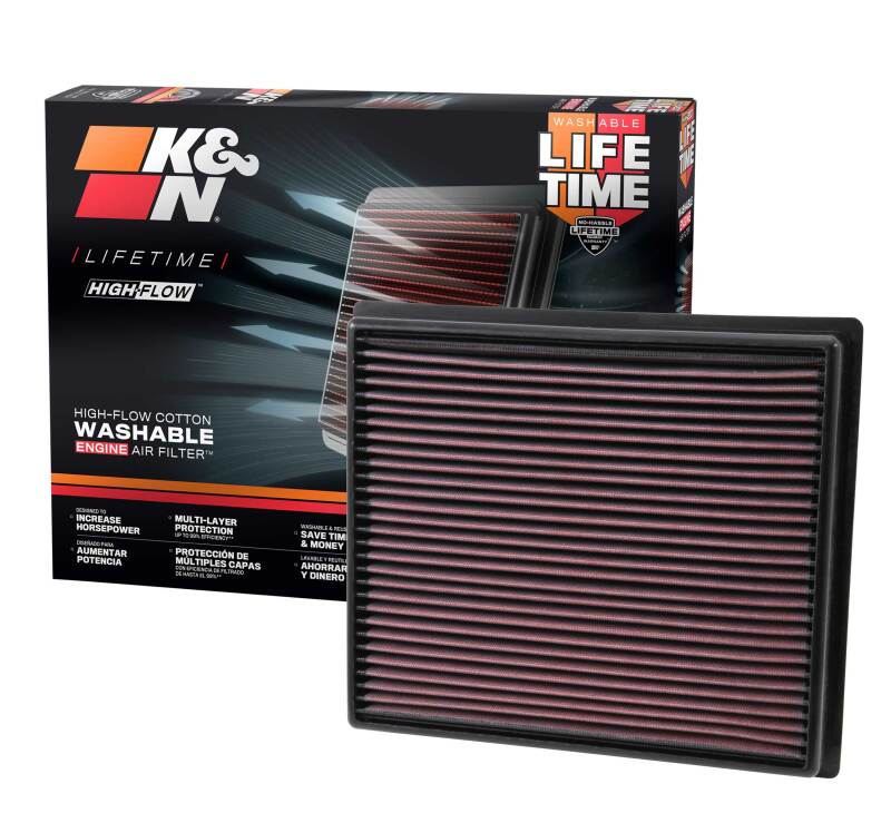 K&N Replacement Panel Air Filter for Toyota 2014 Tundra 4.6L/5.7L/ 2014 Sequoia 5.7L V8 - 33-5017
