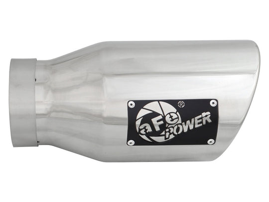 aFe MACH Force-XP 304 SS Right Side Single Wall Polished Exhaust Tip 4in Inlet x 6in Outlet x 12in L - 49T40601-P12