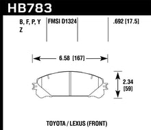 Load image into Gallery viewer, Hawk 08-16 Toyota Highlander Performance Ceramic Street Front Brake Pads - HB783Z.692