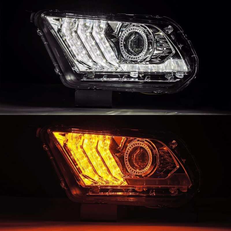 AlphaRex 10-12 Ford Mustang LUXX LED Proj Headlights Plank Style Chrome w/Activ Light/Seq Signal - 880117