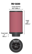 Load image into Gallery viewer, K&amp;N Filter Universal Rubber Filter 5in Flange ID / 6.5in OD / 10in Height - RU-3220