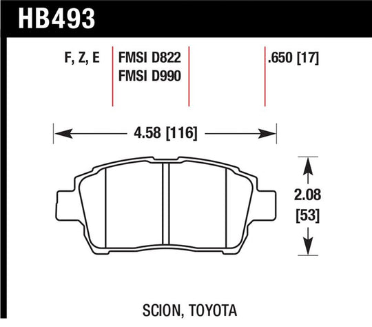 Hawk 04-07 xA/xB D990 Blue 9012 Race Front Brake Pads - HB493E.650
