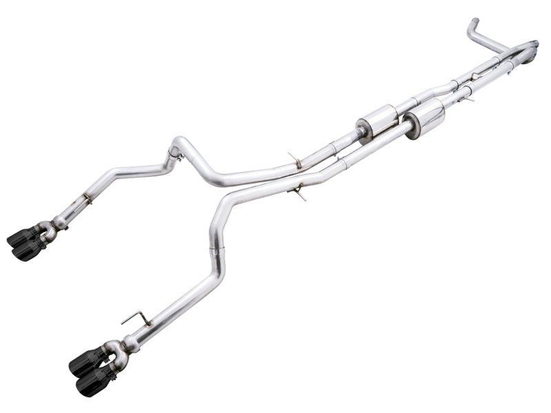 AWE Tuning 4th Gen GM 1500 6.2L 0FG Cat-Back Split Rear Exit (w/ Bumper Cutouts) - Quad Diamond Tips - 3015-43204