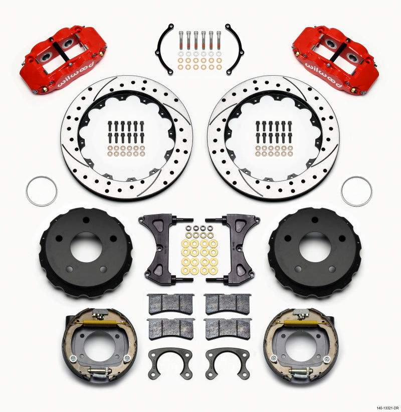 Wilwood Narrow Superlite 4R Rear P-Brk Kit 12.88in Drilled Red Small Ford 2.36in Off Bronco 5 x 5.50 - 140-13321-DR