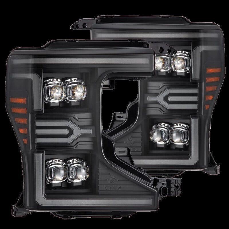 AlphaRex 20-22 Ford F-250/350/450 SD NOVA-Series LED Proj Headlights Bk w/Actv Light SeqSig & SBDRL - 880338